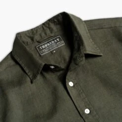 Linen Shirt | Olive -Casual Shoes World 1024x1024 LinenShirt Olive 052524 CollarDetail