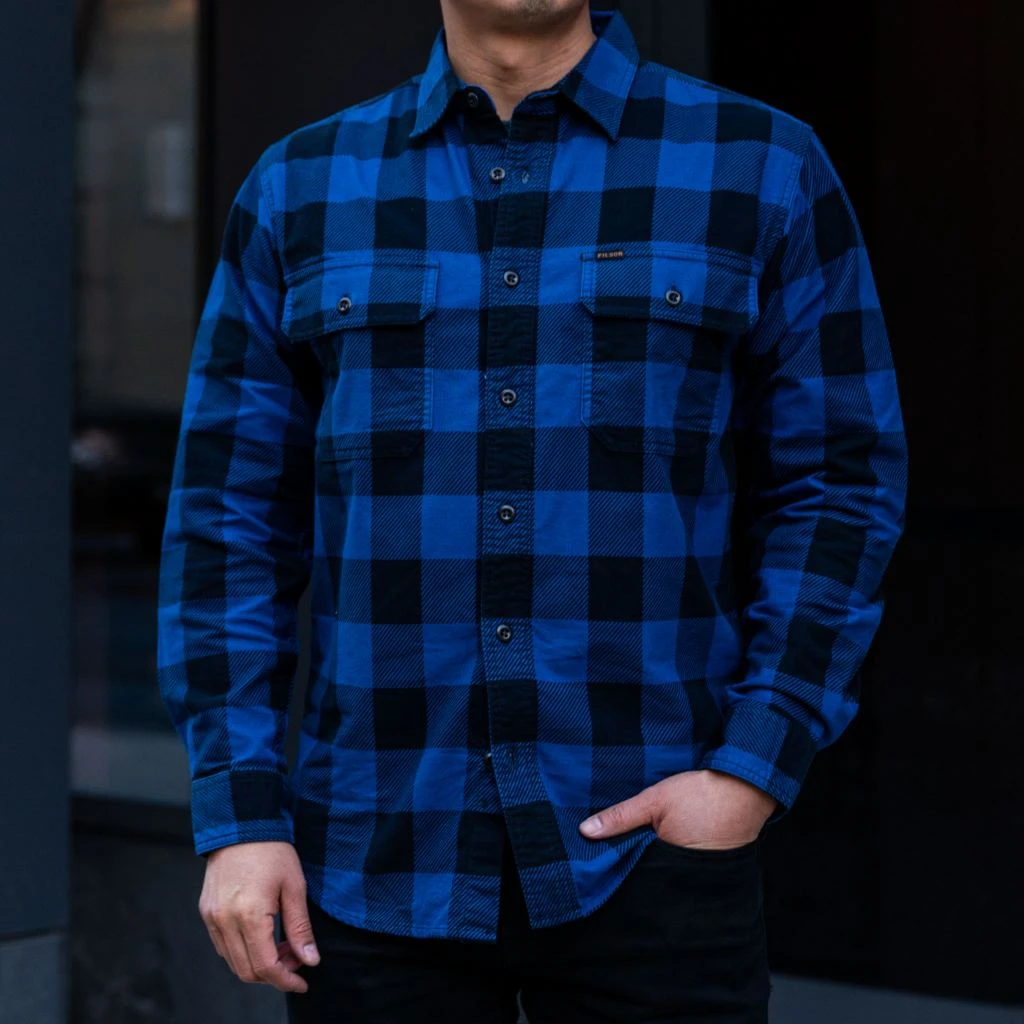 Filson Field Flannel Shirt | Cobalt Blue Black 6 Filson Field Flannel Shirt | Cobalt Blue Black - Image 4