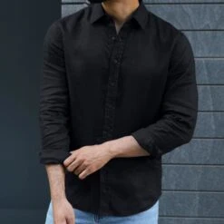 Linen Shirt | Black 15 Linen Shirt | Black -Casual Shoes World 1024x1024 Men LinenShirt Black 052825 1