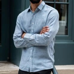 Linen Shirt | Blue 17 Linen Shirt | Blue -Casual Shoes World 1024x1024 Men LinenShirt Blue 052924 3