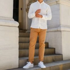 Linen Shirt | White -Casual Shoes World 1024x1024 Men LinenShirt White 052924 3