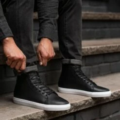 Premier High Top | Black -Casual Shoes World 1024x1024 Men Premier HighTop Black 101123 2
