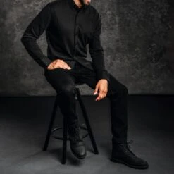 Everyday Button-Down Shirt | Black -Casual Shoes World 1024x1024 Mens EverydayShirt Black 082924 3