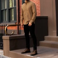Everyday Button-Down Shirt | Coyote -Casual Shoes World 1024x1024 Mens EverydayShirt Coyote 082924 3
