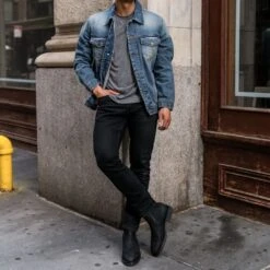 Selvedge Denim Trucker Jacket | Vintage Wash -Casual Shoes World 1024x1024 Mens Jackets SelvedgeDenimTrucker Vintage 091423 3 eac0659f 476a 4d1d a3da 33e12452be5c