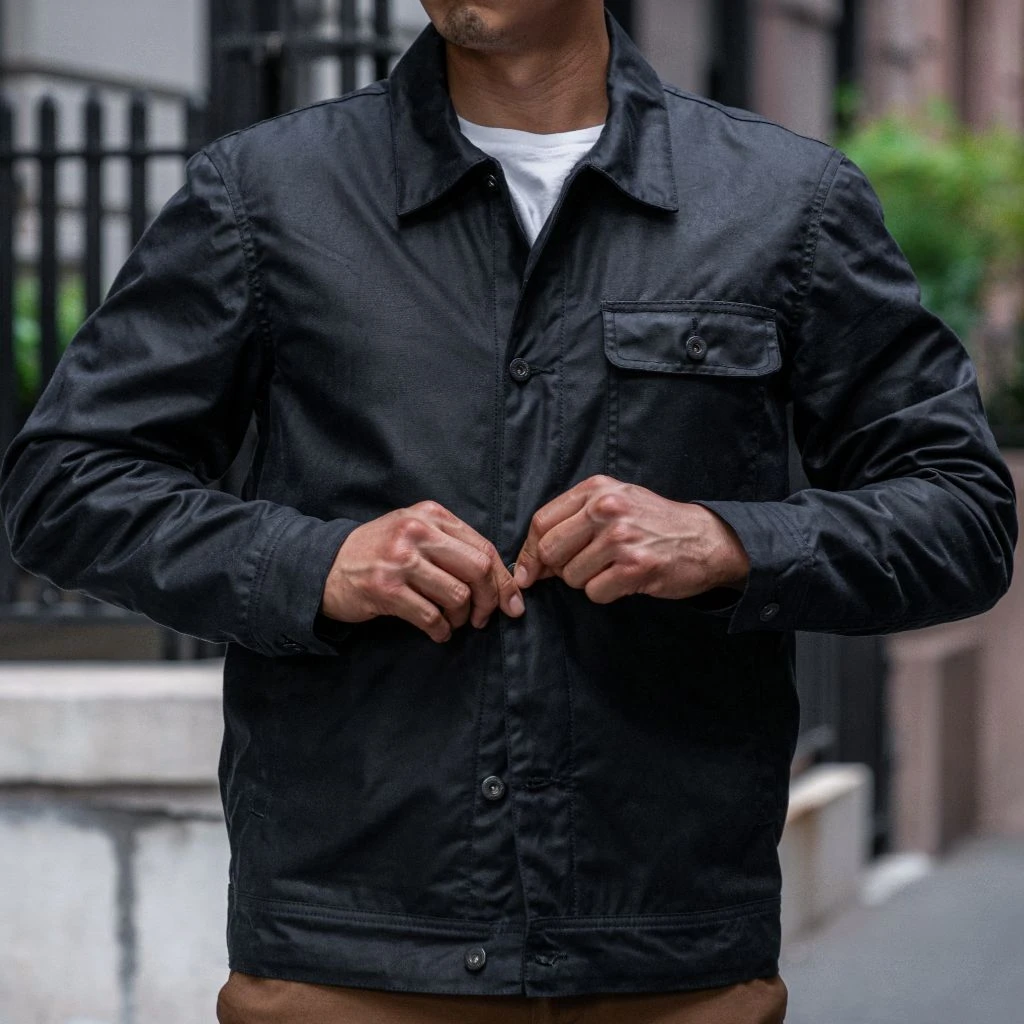 Waxed Canvas Field Jacket | Navy 4 Waxed Canvas Field Jacket | Navy - Image 2