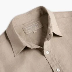 Linen Shirt | Taupe -Casual Shoes World 1024x1024 Mens LinenShirt Taupe 052825 Detail