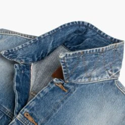 Selvedge Denim Trucker Jacket | Vintage Wash -Casual Shoes World 1024x1024 Mens SelvedgeDenimTruckerJacket Vinatge 090523 CollarDetail2