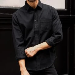 Solid Shirt | Black -Casual Shoes World 1024x1024 Mens SolidShirt Black 101124 1