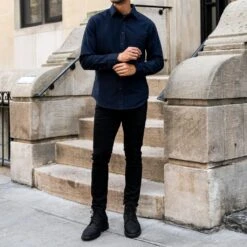 Solid Shirt | Navy 17 Solid Shirt | Navy -Casual Shoes World 1024x1024 Mens SolidShirt Navy 101124 3