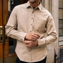 Solid Shirt | Taupe -Casual Shoes World 1024x1024 Mens SolidShirt Taupe 101124 1