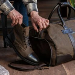 Weekender Bag | Timber Canvas -Casual Shoes World 1024x1024 Mens WeekenderBag Timber 110223 3