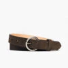 Women's Circle Leather Belt | Dark Olive Suede -Casual Shoes World 1024x1024 Women CircleBelt Olive BuckledFront 201228