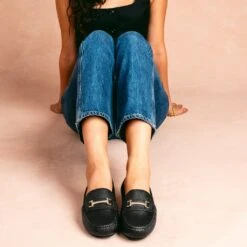 Driving Loafer | Black & Gold -Casual Shoes World 1024x1024 Women DrivingLoafer BlackGold 082025 1