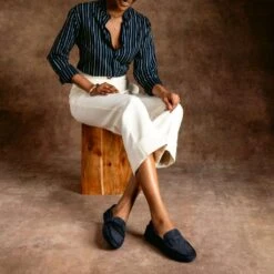 Driving Loafer | Navy Suede -Casual Shoes World 1024x1024 Women DrivingLoafer Navy 082025 2