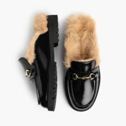 Penny Mule | Black & Beige Shearling -Casual Shoes World 1024x1024 Women PennyMule BlackBeigeShearling 070825 Flatlay1