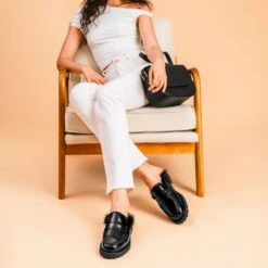 Penny Mule | Black Shearling -Casual Shoes World 1024x1024 Women PennyMule BlackBlackShearling 070825 2