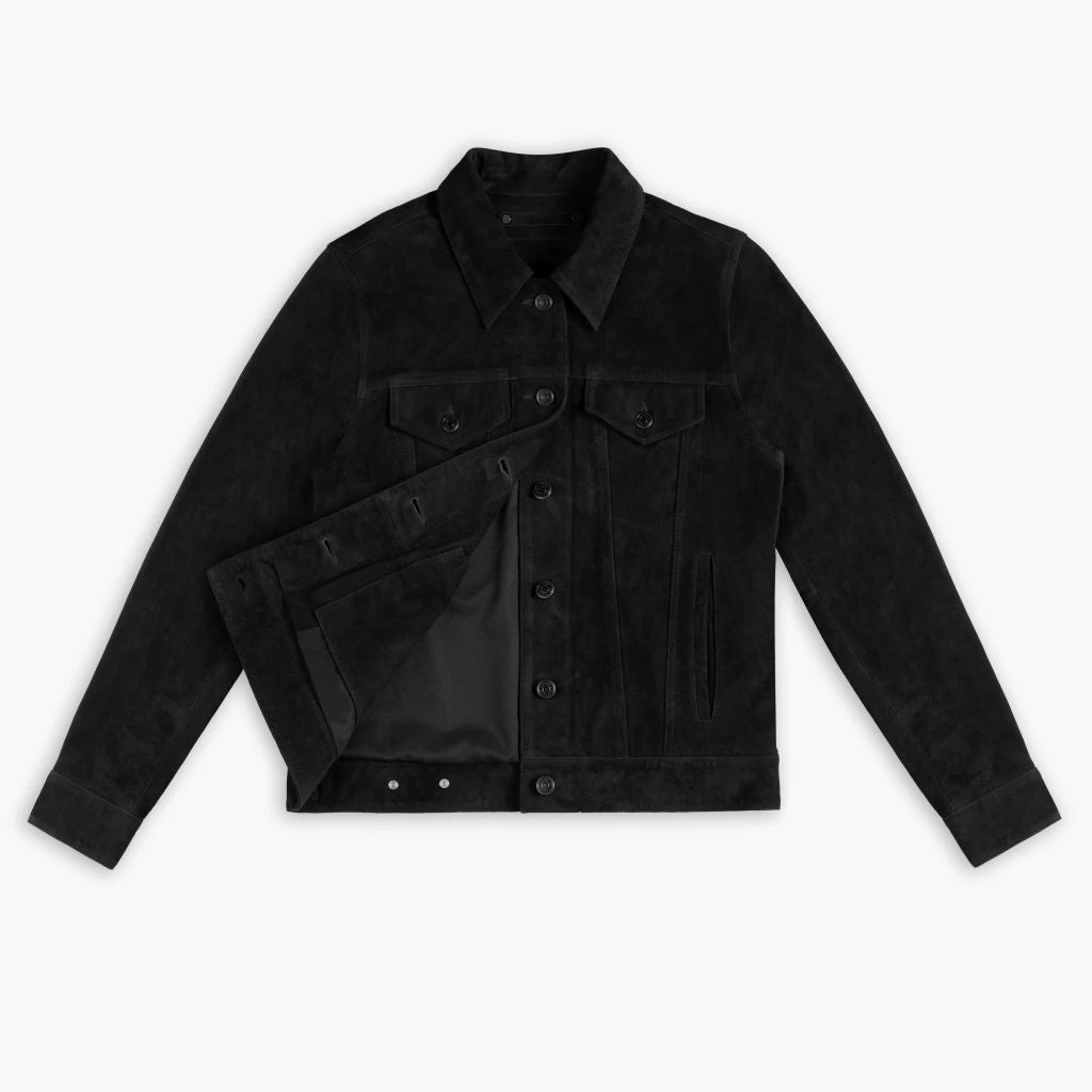 Suede Trucker Jacket | Black 7 Suede Trucker Jacket | Black - Image 5