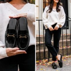 Penny Mule | Black & Gold -Casual Shoes World 1024x1024 Womens PennyMule BlackGold 102524 3 dff301e6 6c86 44dc 9b00 641b9b125bf6