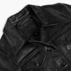 Leather Trucker Jacket | Black -Casual Shoes World 1024x1024 Womens TruckerJacket Black 102924 CollarDetail d900f93a 161d 4f6e 9550 7eecf25162bb