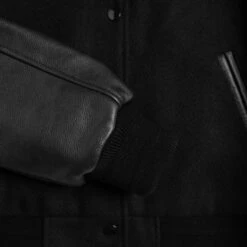 Varsity Jacket | Black -Casual Shoes World 1024x1024 Womens VarsityJacket Black 121124 SleeveDetail