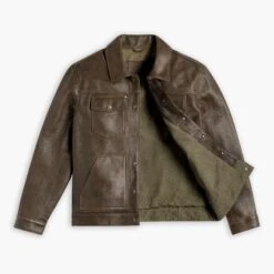 Roughout Cruiser Jacket | Dark Olive -Casual Shoes World 2048x2048 Mens RoughoutCruiser DarkOlive 010925 Open