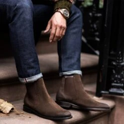 Cavalier | Dark Brown -Casual Shoes World Cavalier Dark Brown Suede Chelsea Boot Slip On 190 Goodyear Welt 2